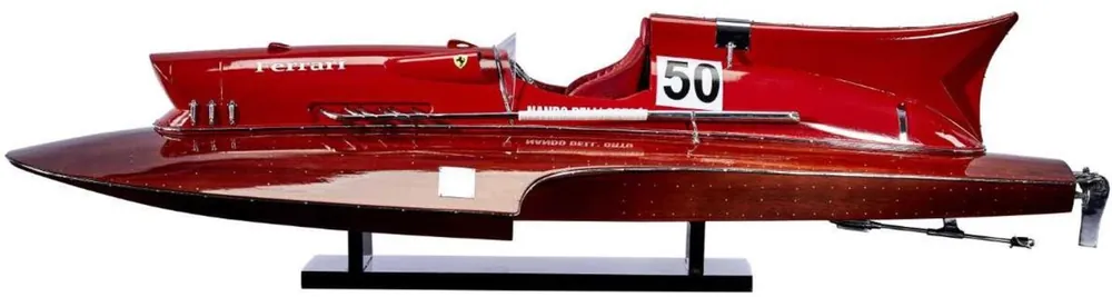 Casa Padrino motoscafo di lusso con supporto in legno massello rosso / marrone 97 x 35 x A. 22 cm - Modello barca in legno deco fatto a mano - Accessori Deco Jetzt Bestellen