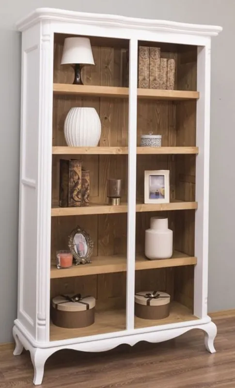 Casa Padrino armadio scaffale in stile country bianco / naturale 112 x 49 x A. 190 cm - Armadio in legno massello - Armadio soggiorno - Armadio ufficio - Mobili in stile country Beliebt