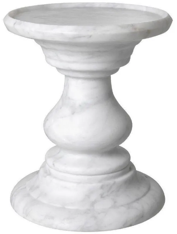 Casa Padrino tavolino di lusso bianco Ø 33 x A. 39,5 cm - Tavolino rotondo in marmo di Carrara di alta qualità - Mobili in marmo di lusso Markenware