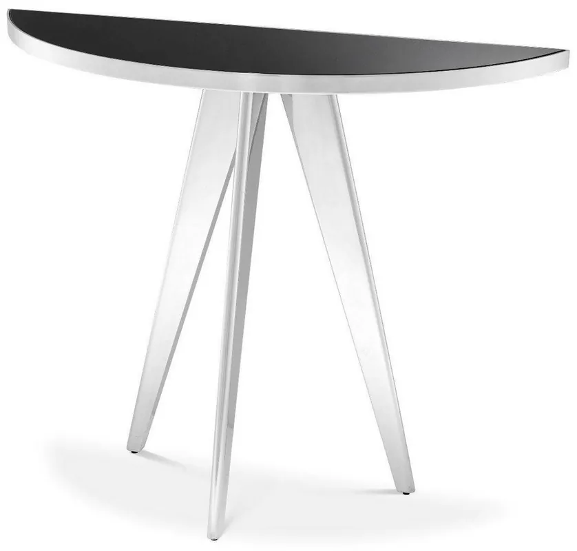 Sonderaktion Casa Padrino tavolino di lusso argento / nero 100 x 35 x A. 81 cm - Tavolo in acciaio inox con piano in vetro - Mobili per soggiorno di lusso
