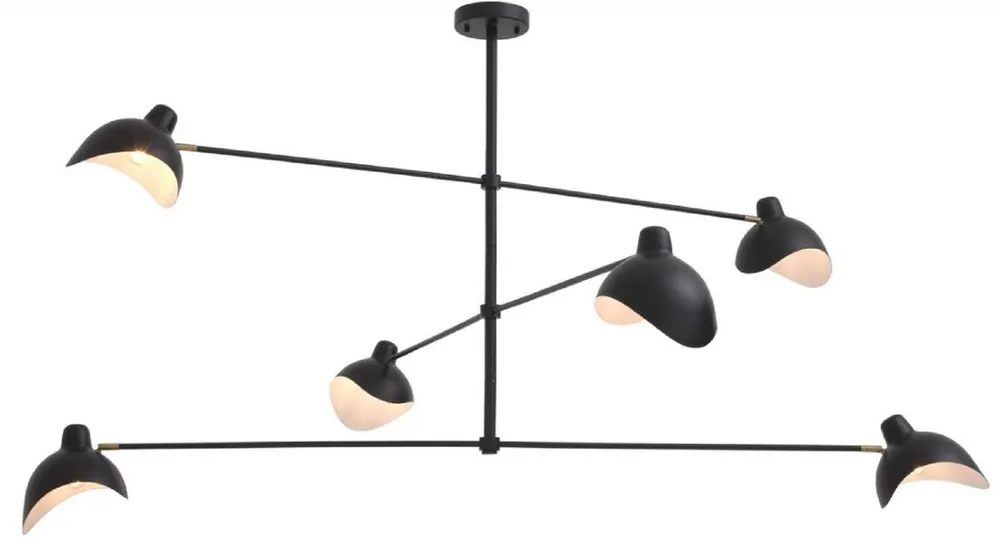Top-Angebot Casa Padrino lampadario di design nero / ottone antico 180 x 180 x A. 84,5 cm - Elegante lampadario in stile anni '50 - Collezione di Lusso