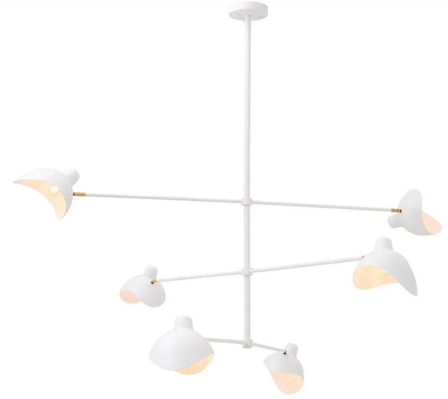 Casa Padrino lampadario di design bianco / ottone antico 180 x 180 x A. 84,5 cm - Elegante lampadario in stile anni '50 - Collezione di Lusso Sale