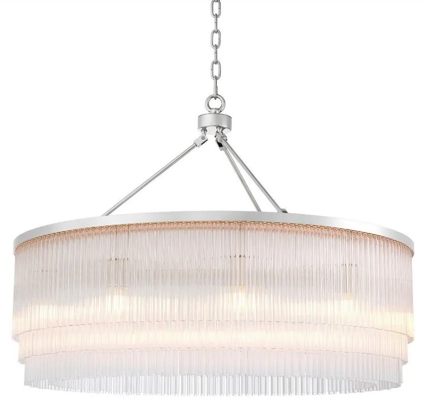 Casa Padrino lampadario di lusso argento Ø 90 x A. 61 cm - Lampadario rotondo in metallo con eleganti aste in vetro - Lampadario per Hotel e Ristoranti Saisonangebot