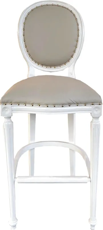 Preisreduziert Sedia da bar barocco di lusso Casa Padrino sedia da bar in vera pelle crema / bianco - sedia da bar in pelle