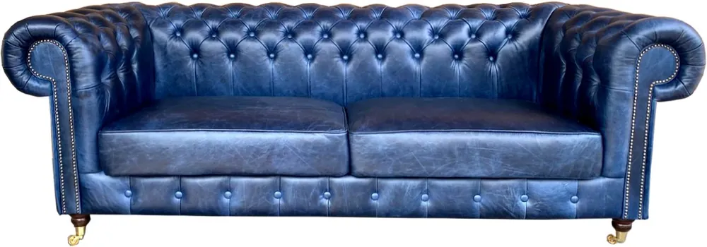 Knallerangebot Divano Chesterfield di lusso in vera pelle 220 cm in pelle vintage di Casa Padrino Galata Blue