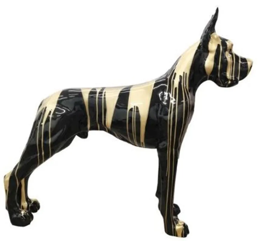 Kracherpreis Casa Padrino figura decorativa di design cane Mastino Tedesco nero / oro 125 x A. 110 cm - Scultura decorativa a grandezza naturale - Figura animale resistente agli agenti atmosferici