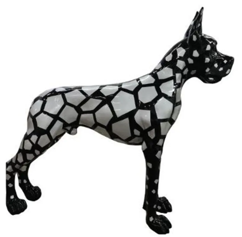 Abverkauf Casa Padrino figura decorativa di design cane Mastino Tedesco nero / argento 125 x A. 110 cm - Scultura decorativa a grandezza naturale - Figura animale resistente agli agenti atmosferici