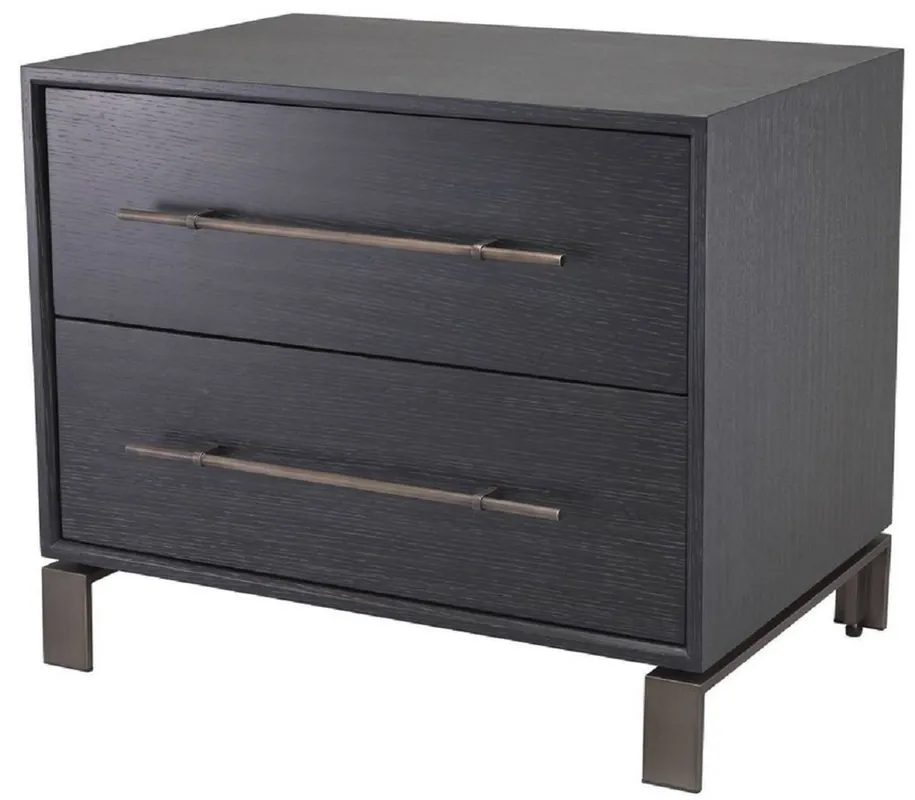 Casa Padrino tavolino di lusso grigio antracite / bronzo 65 x 48 x A. 55 cm - Comodino con 2 cassetti - Mobili di Lusso Finale Aktion