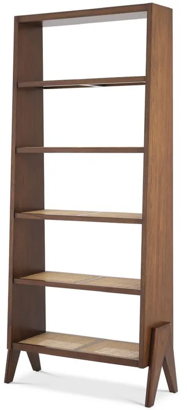 Casa Padrino cabinet mensola di lusso marrone / naturale 95 x 36 x A. 211 cm - Armadio in legno massello nobile con vimini in rattan - Armadio Soggiorno - Armadio Ufficio - Mobili di Lusso Bestpreis