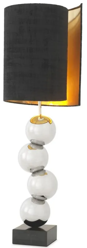 Casa Padrino lampada da tavolo di design argento / nero Ø 32 x A. 100 cm - Lampada da scrivania moderna con base in marmo - Collezione di Lusso Preiswert