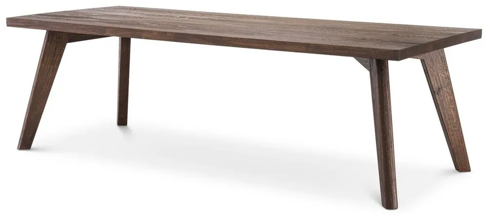 Zertifiziert Casa Padrino tavolo da pranzo in legno massello di lusso marrone 280 x 110,5 x A. 76 cm - Tavolo da cucina rettangolare in legno di quercia - Mobili per sala da pranzo in legno massello - Qualità di Lusso