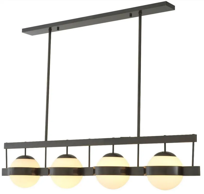 Echt Casa Padrino lampadario di lusso bronzo / bianco 140 x 22 x A. 30 cm - Lampadario moderno in metallo con paralumi rotondi in vetro - Collezione di Lusso