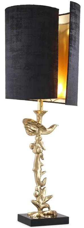 Knallerangebot Casa Padrino lampada da tavolo di lusso ottone / nero Ø 31 x A. 92 cm - Lampada da scrivania moderna con base in granito - Collezione di Lusso