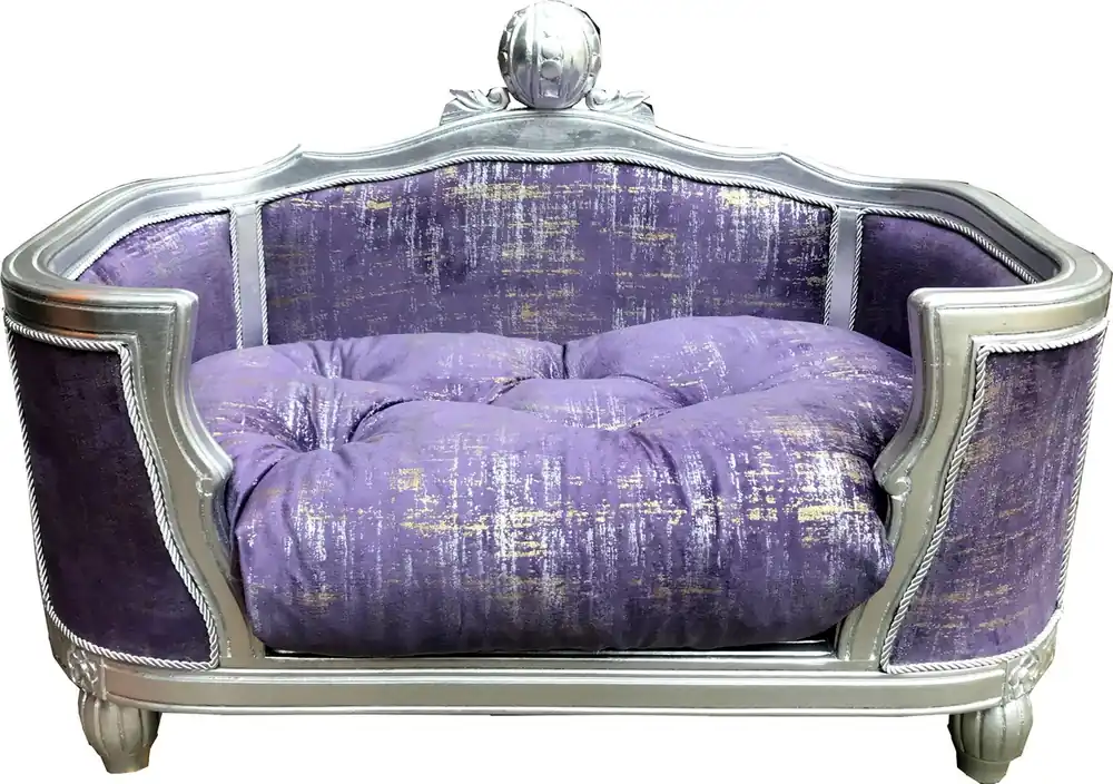 Pompöös di Casa Padrino letto barocco di lusso per cani e gatti deluxe viola / argento di Harald Glööckler Direkt Vom Hersteller