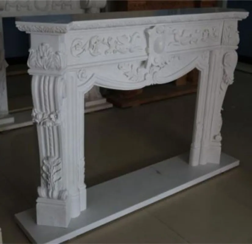 Casa Padrino cornice del camino barocco di lusso bianco 180 x 35,5 x A. 120 cm - Magnifica cornice per camini in marmo di alta qualità - Accessori decorativi in stile barocco Sichere Zahlung