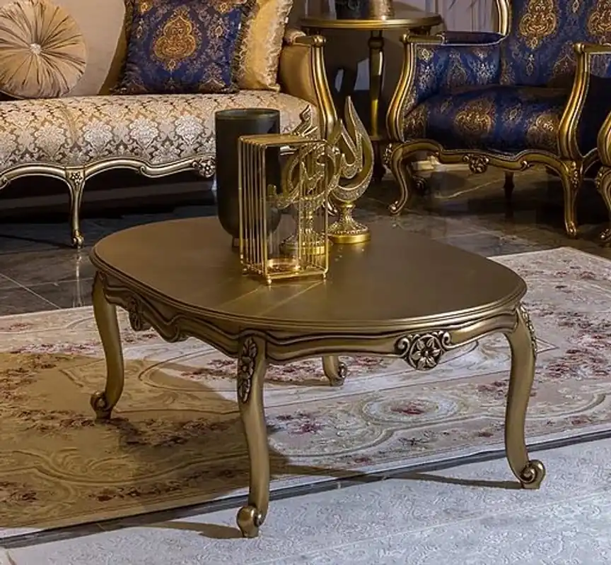 Kracherpreis Casa Padrino tavolo soggiorno barocco di lusso oro 129 x 81 x A. 45 cm - Tavolo da soggiorno ovale in legno massello - Mobili in stile barocco
