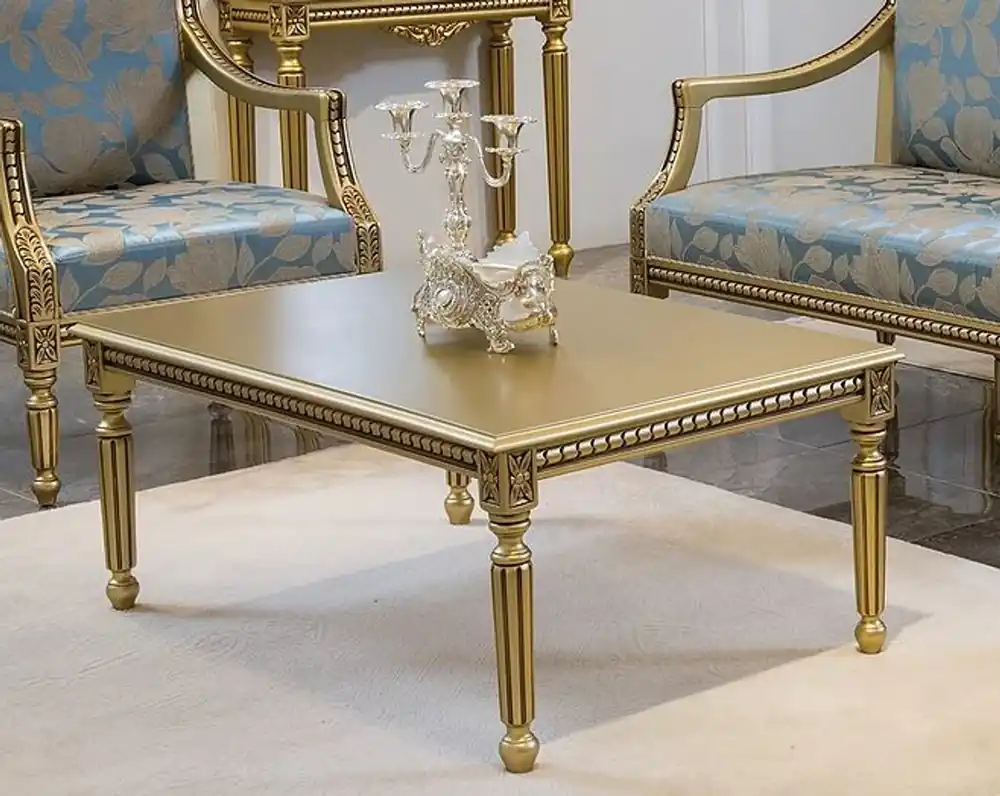 Neuheit Casa Padrino tavolo soggiorno barocco di lusso oro 110 x 70 x A. 46 cm - Elegante tavolo da salotto in legno massello in stile barocco - Mobile da soggiorno barocco
