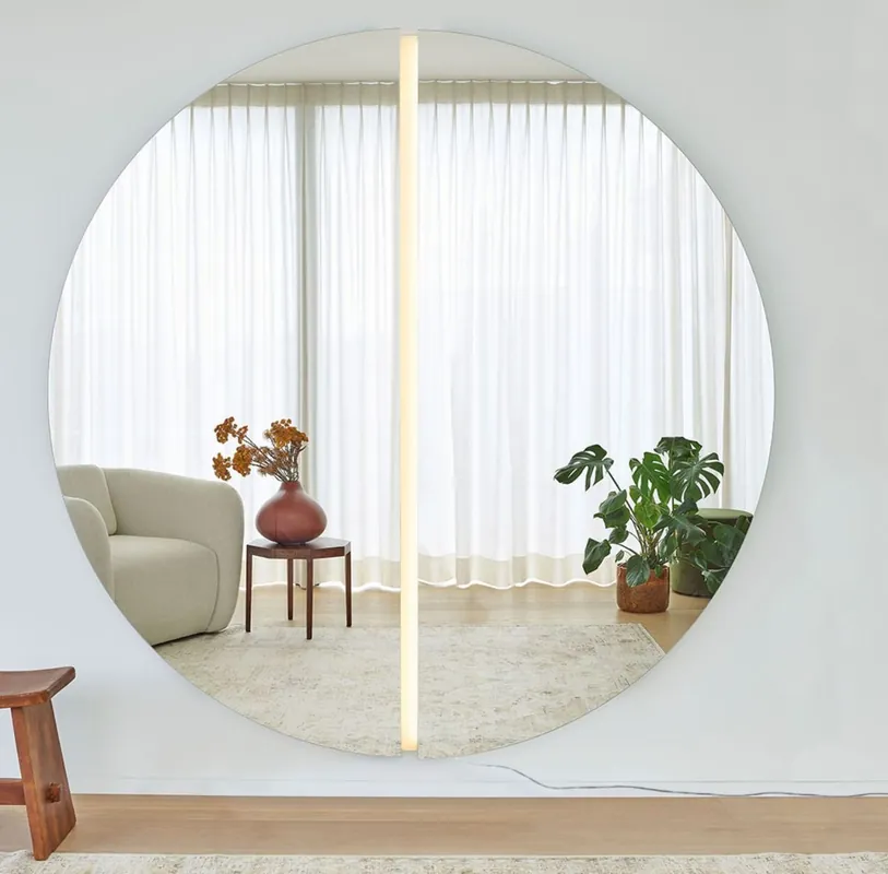 Mega-Angebot Casa Padrino specchio di lusso 200 x 3,5 x A. 200 cm - Specchio rotondo da parete con striscia LED - Specchio dell'Hotel Boutique Ristorante Soggiorno