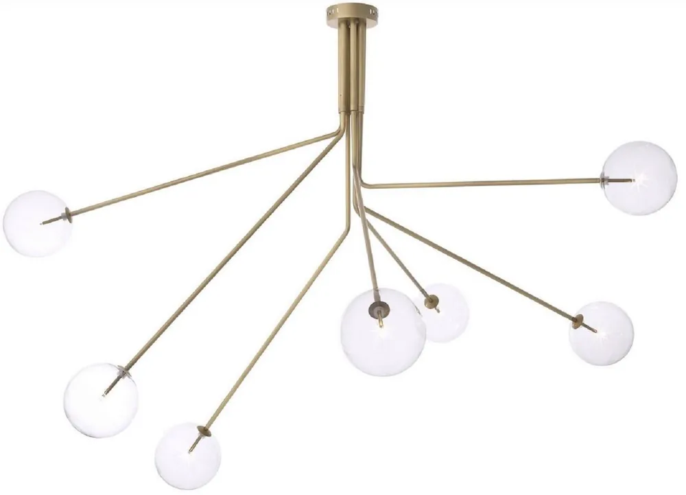 Casa Padrino lampadario alogeno di lusso ottone antico 192 x 192 x A. 85 cm - Lampadario moderno dimmerabile con paralumi rotondi in vetro - Collezione di Lusso Sonderaktion