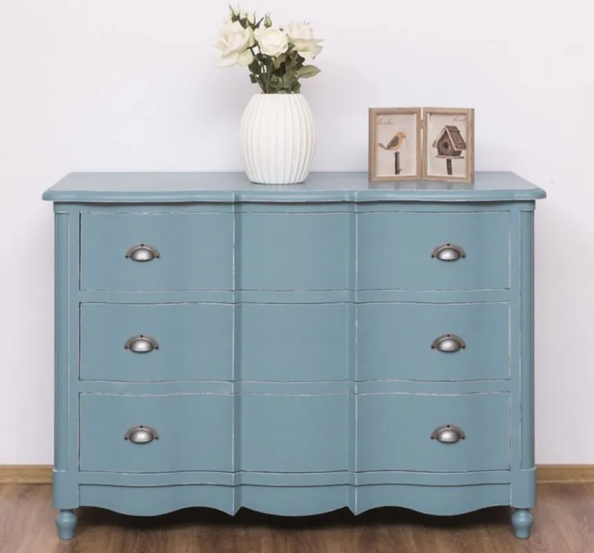 Casa Padrino cassettone stile country azzurro antico 130 x 57 x A. 90 cm - Armadio in legno massello con 3 cassetti - Mobili in stile country Letzte Chance