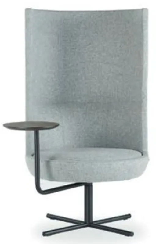 Markenware Casa Padrino poltrona girevole di lusso grigio / nero Ø 70 x A. 126 cm - Poltrona schienale alto con ripiano regolabile - Poltrona Hotel - Mobili Hotel