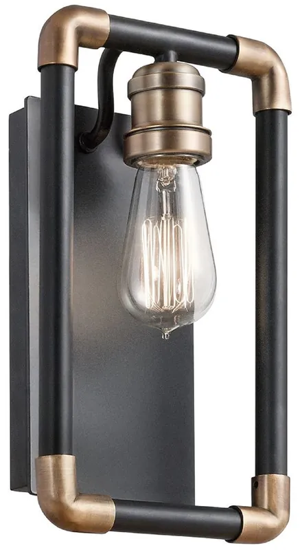 Casa Padrino lampada da parete design industriale di lusso nero / ottone 17,1 x 10,6 x A. 30,5 cm - Elegante lampada da parete in stile industriale - Luci in stile industriale Garantierte Lieferung