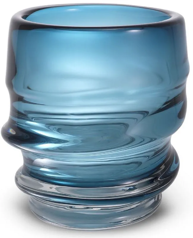 Nur Für Kurze Zeit Casa Padrino vaso di vetro decorativo di lusso blu Ø 22 x A. 24 cm - Elegante Vaso di Fiori Soffiato a Mano - Accessori di Decorazione di Lusso