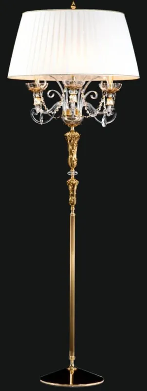 Casa Padrino lampada da terra barocco di lusso oro / bianco Ø 65 x A. 185 cm - Elegante lampada da terra in stile barocco con pregiato vetro di cristallo - Mobili Barocchi Direkt Vom Hersteller