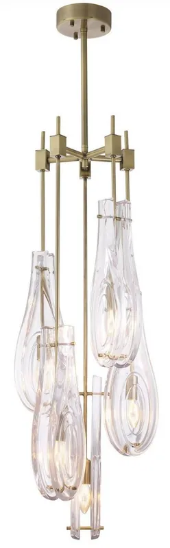 Casa Padrino lampadario di lusso ottone Ø 37 x A. 95,5 cm - Lampadario moderno in metallo con paralumi in vetro - Qualità di Lusso Neue Ware