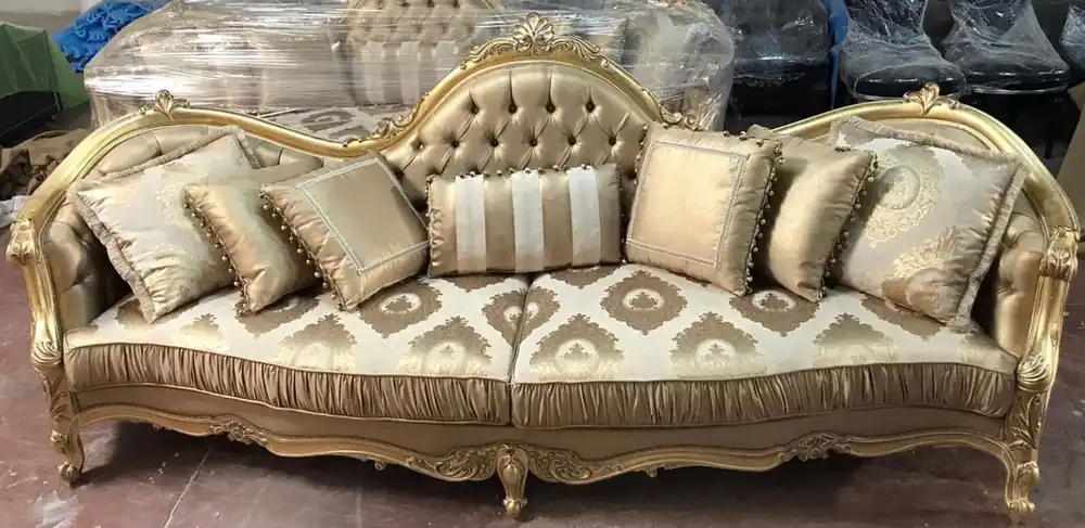 Bestseller Casa Padrino divano barocco di lusso oro 300 x 90 x A. 119 cm - Divano da soggiorno magnifico con motivo elegante - Mobili Barocchi
