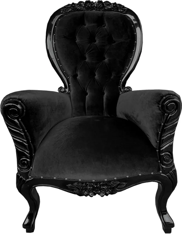Casa Padrino poltrona barocca di lusso fiori nero / nero - qualità di lusso Markenprodukt