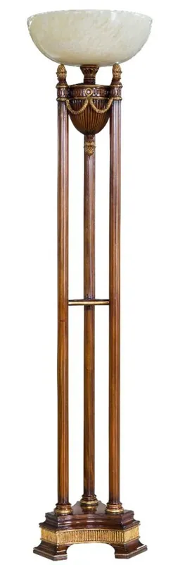 Top-Seller Casa Padrino lampada da terra barocco di lusso marrone / oro / crema Ø 45 x A. 191 cm - Magnifica lampada da terra in mogano - Mobili da soggiorno barocco