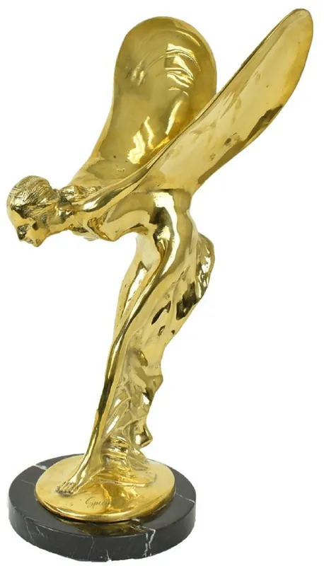 Preisknaller Casa Padrino scultura in bronzo di lusso signora con ali oro / nero 26 x 35 x A. 52 cm - Figura nobile in bronzo con base in marmo - Accessori decorativi di lusso