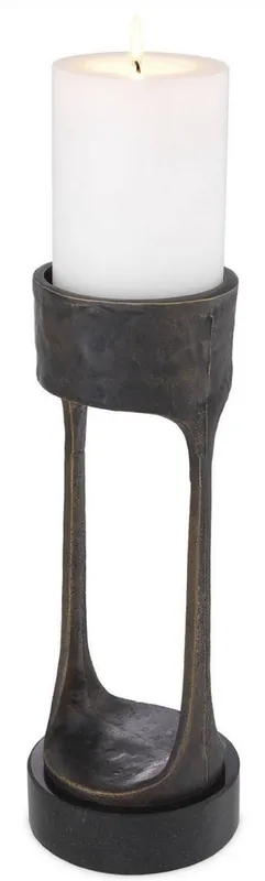 Casa Padrino portacandele di lusso bronzo / nero Ø 13 x A. 35 cm - Portacandele in Ottone con Base in Granito - Accessori Decorativi Ausverkauf