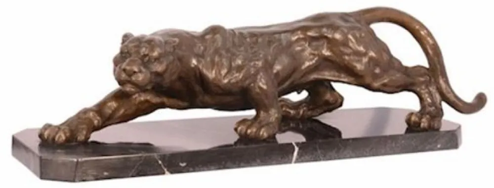 Sofort Bestellen Casa Padrino figura di lusso in bronzo pantera bronzo / nero 64,9 x 19,8 x A. 19,6 cm - Elegante scultura in bronzo con base in marmo - Accessori Decorativi