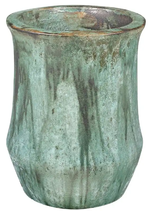 Casa Padrino vaso da fiori Art Nouveau verde opale Ø 46 x A. 60 cm - Vaso per piante rotondo fatto a mano in terracotta - Accessori per la decorazione di giardini e terrazze Geprüft