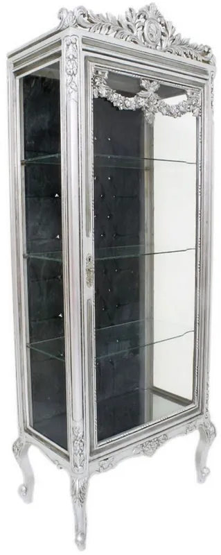 Casa Padrino vetrina barocco argento / nero 70 x 40 x A. 180 cm - Magnifico vetrina barocco con anta in vetro e strass - Mobili Barocchi Wochenendangebot