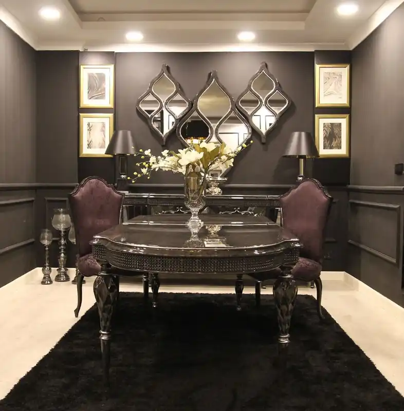 Casa Padrino set da sala da pranzo barocco di lusso viola / grigio / nero / argento - 1 Tavolo da Pranzo e 6 Sedie da Pranzo - Mobili per sala da pranzo in stile barocco - Mobili nobili barocchi Preisreduziert