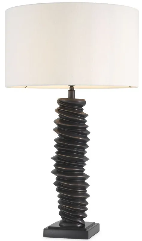 Casa Padrino lampada da tavolo di lusso bronzo / nero / bianco Ø 45 x A. 75 cm - Elegante lampada da scrivania con base in granito - Luci di Lusso Wochenendangebot