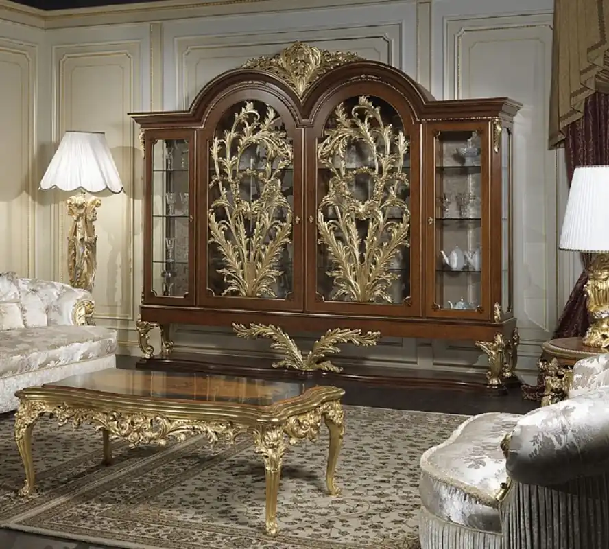 Casa Padrino vetrina barocco di lusso marrone / oro 308 x 50 x A. 242 cm - Vetrina nobile in legno massello con 4 ante - Mobilia Castello Hotel Ristorante - Qualità di Lusso - Fatto in Italia Ausverkauf