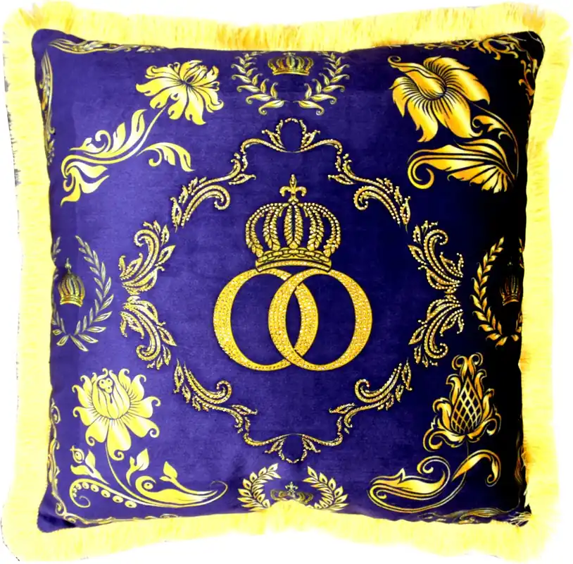 Harald Glööckler cuscino barocco deco di lusso Pompöös di Casa Padrino viola-taupe / corona d'oro deluxe con strass - cuscino Glööckler Preisknaller