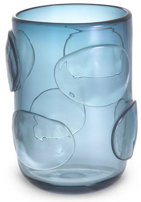 Abverkauf Casa Padrino vaso di vetro decorativo di lusso blu Ø 19 x A. 27 cm - Elegante Vaso di Fiori Soffiato a Mano - Collezione di Lusso