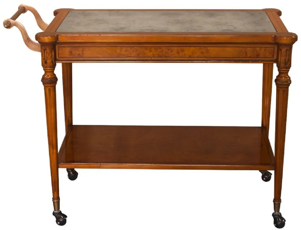 Casa Padrino carrello da portata barocco di lusso marrone chiaro 102 x 52 x A. 77 cm - Carrello in legno massello con lastra di vetro eglomizzato - Accessori per gastronomia barocco Letzte Chance