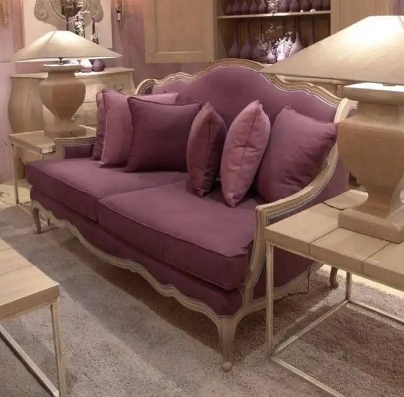 Preiswert Casa Padrino divano barocco di lusso viola / beige antico 185 x 95 x A. 111 cm - Divano del soggiorno con cuscini decorativi - Mobili nobili barocchi