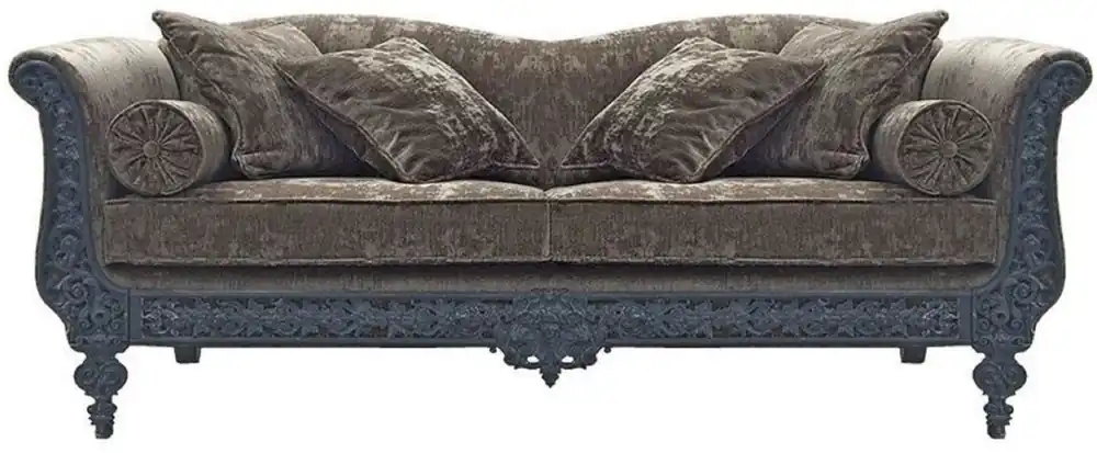 Casa Padrino divano barocco di lusso grigio / blu 220 x 100 x A. 80 cm - Divano in forgiato a mano con cuscini - Divano Soggiorno - Divano da Giardino - Divano Patio - Mobili Barocchi Neu Im Sortiment