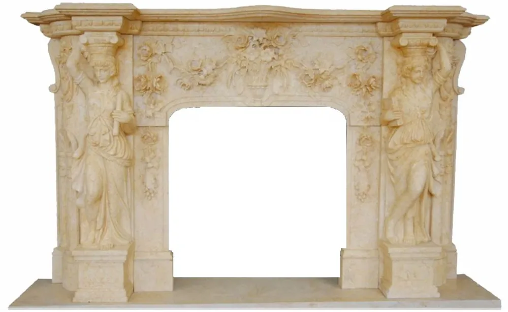 Casa Padrino cornice del camino barocco di lusso beige 233 x 47 x A. 143 cm - Cornice per camini fatto a mano in marmo di alta qualità - Nobile e Magnifico Knallerangebot