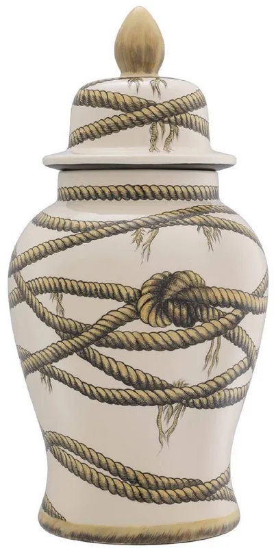 Bestseller Casa Padrino vaso in porcellana di lusso beige Ø 31 x A. 67 cm - Vaso di fiori rotondo con coperchio - Accessori Decorativi
