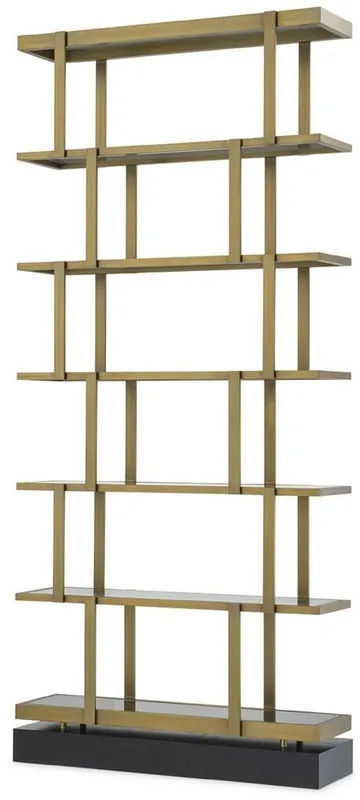 Preisreduziert Casa Padrino cabinet mensola di lusso ottone / nero 110 x 30 x A. 243 cm - Armadio in acciaio inox - Armadio per libri - Armadio soggiorno - Armadio ufficio - Mobili di Lusso