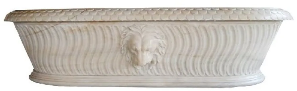 Casa Padrino vasca da bagno barocco di lusso testa di leone bianco 204 x 107 x A. 53 cm - Vasca da bagno indipendente in marmo - Accessori per il bagno - Nobile e Magnifico Sale