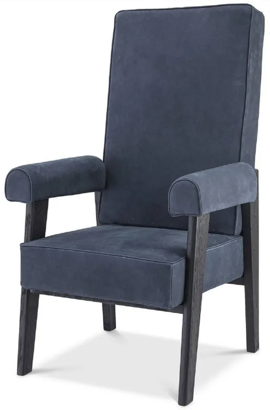 Angebot Casa Padrino poltrona di lusso in vera pelle con schienale alto blu / nero 70 x 78 x A. 123 cm - Poltrona da soggiorno con pregiata pelle di bufalo - Mobili di Lusso